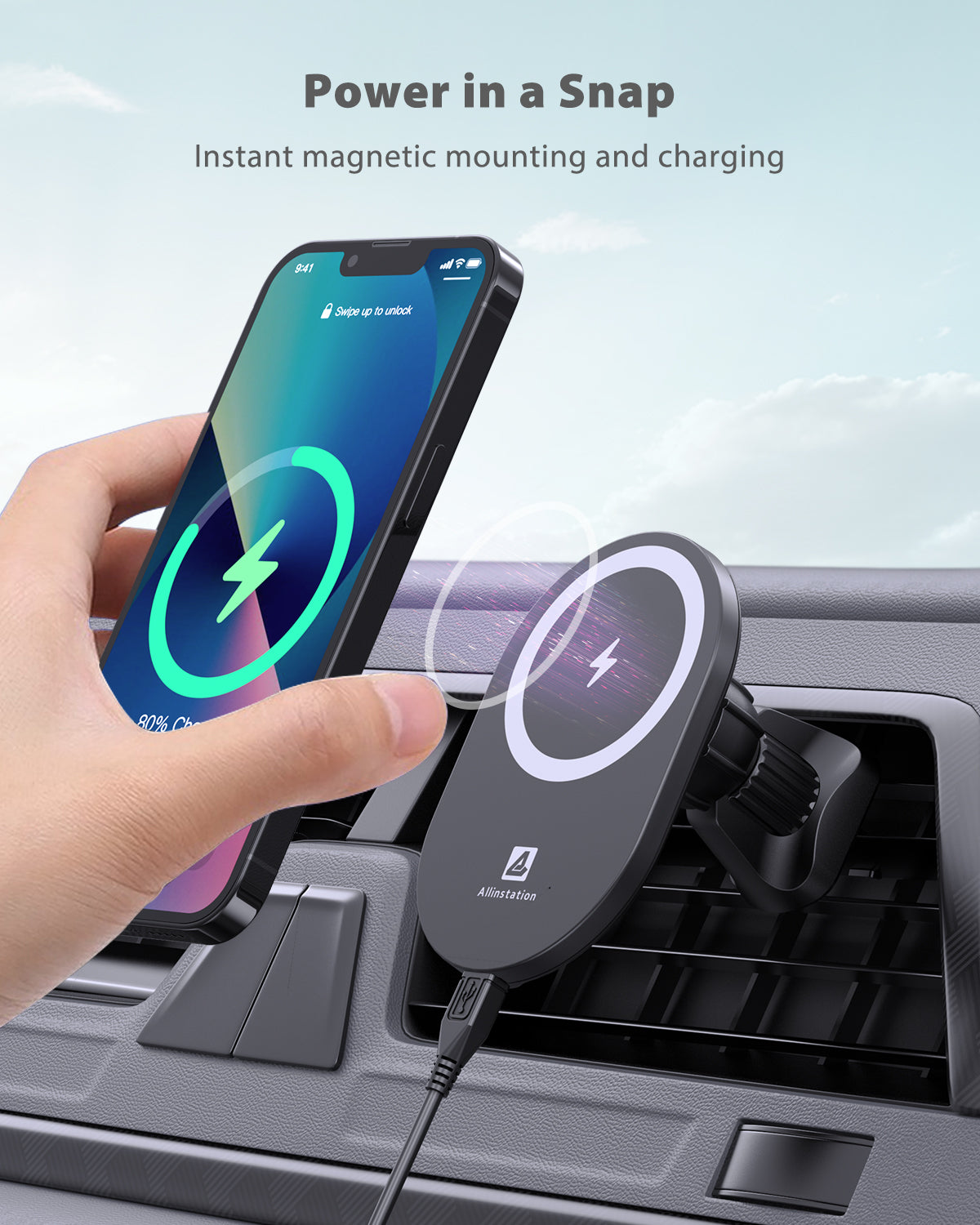 15W Magsafe Car Mount Charger